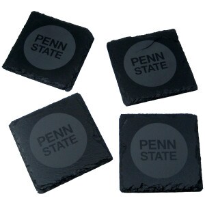 black slate coasters with etched Penn State